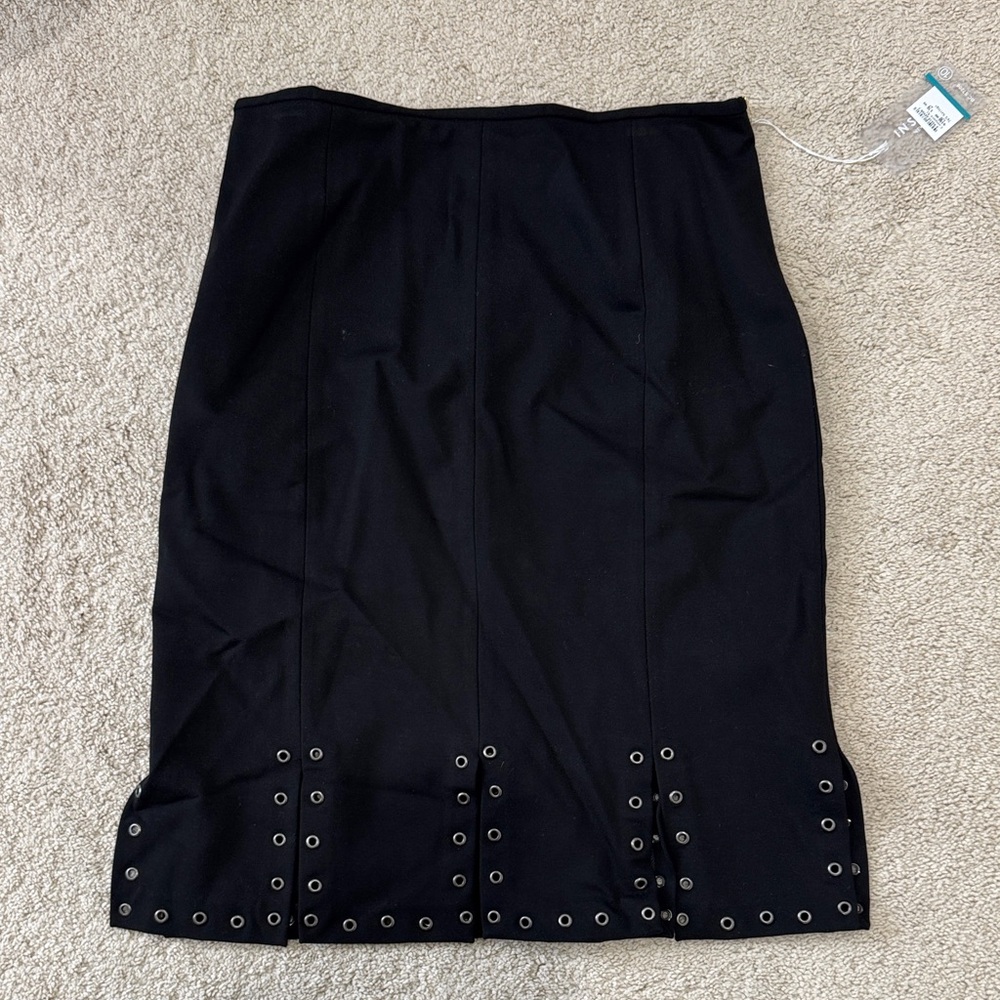 Insight Black Pencil Skirt with Grommet Hem